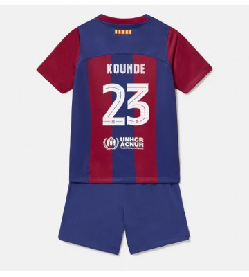 Barcelona Jules Kounde #23 Koszulka Podstawowych Dziecięca 2023-24 Krótki Rękaw (+ Krótkie spodenki)